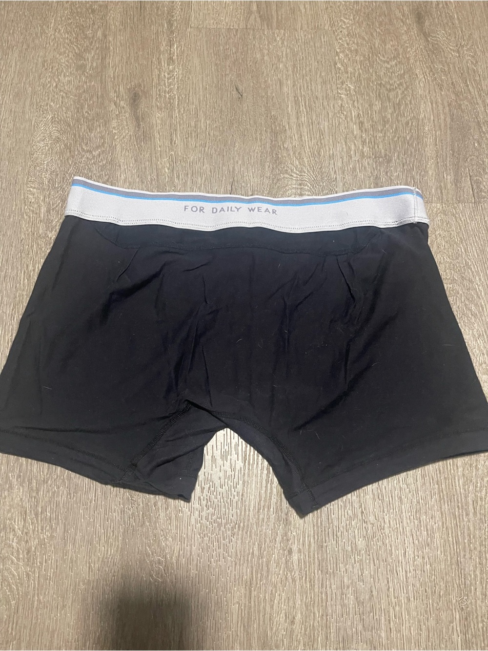Mack Weldon Black Boxer Briefs with White & Light Blue Waistband